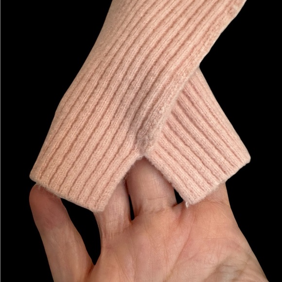 Free People Boxy Reverse Seam V-Neck Collared Sweater Dusty Pink Hi-Low Hem Sz M - Picture 4 of 10